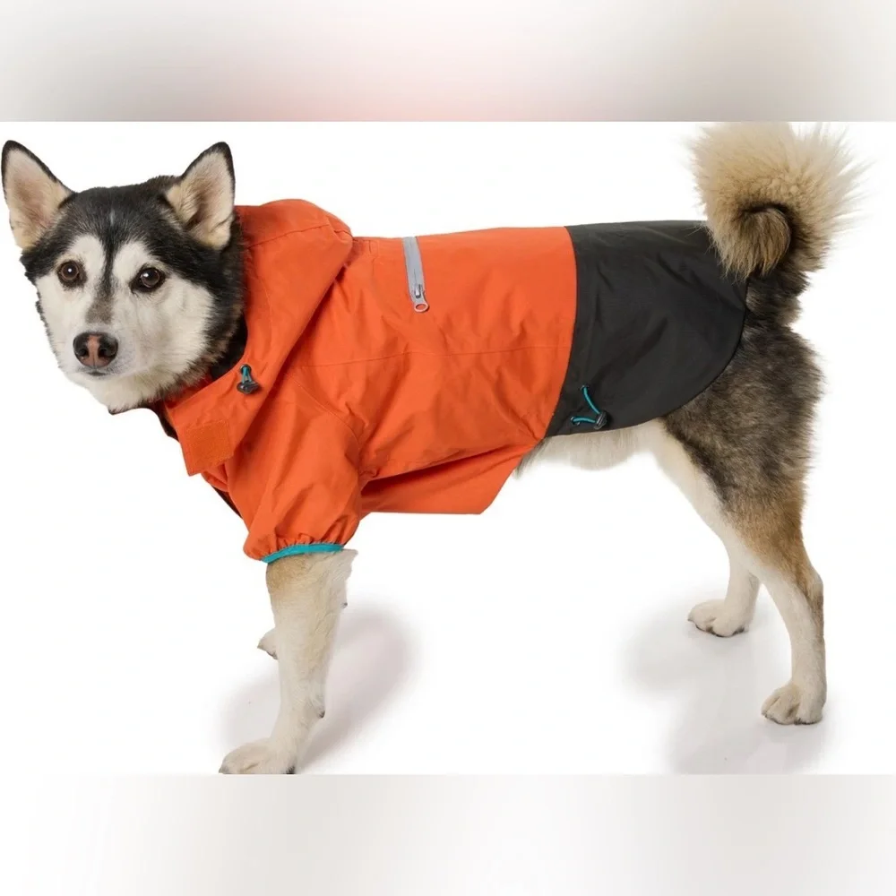 ORVIS dog rain coat/ jacket. All-Season waterproof 3-in-1. Orange, black. M. NWT